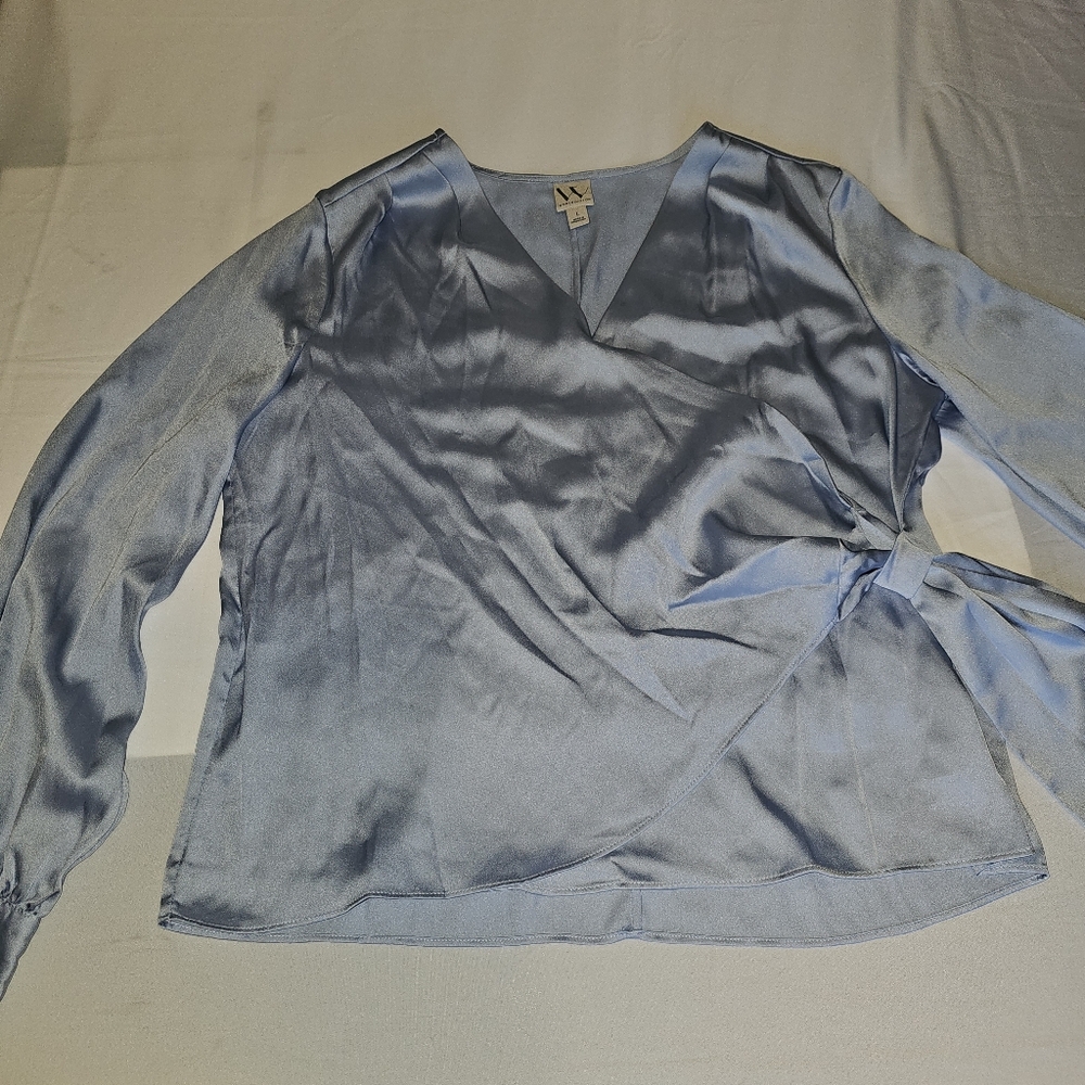 Worthington Soft Blue Wrap Blouse - Picture 8 of 16